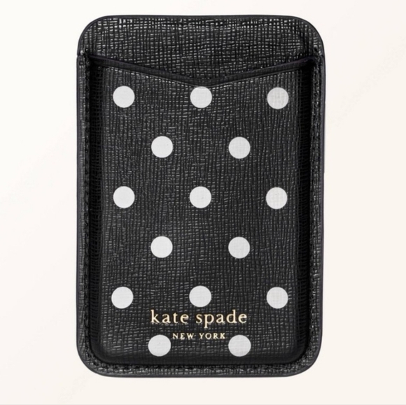 Kate Spade x Target Black Polka Dot Magnetic Phone Card Holder NWT/NIB - Picture 1 of 6